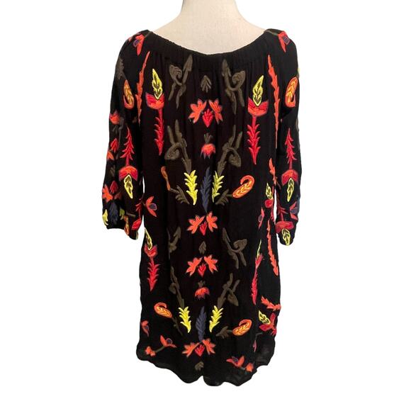 Willow & Clay Heavily Embroidered Dress Womens Medium Black Floral Off Shoulder - Picture 4 of 9